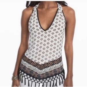 NWT White House Black Market fringe hem halter